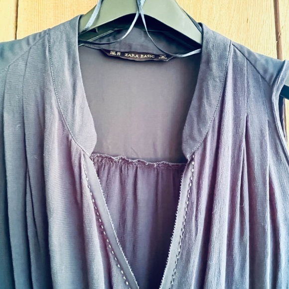 Zara Basic Navy Blue Wrap Jumpsuit Crossover Sleeveless Size XS - Picture 5 of 13